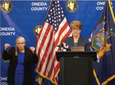  ?? LIVESTREAM SCREENSHOT ?? Oneida County Director of Public Health Phyllis Ellis speaking at a press briefing on April 29 regarding COVID-19