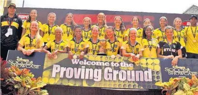  ?? SUBMITTED PHOTO ?? The Sunrise Sting 98/ 99 ( birth year) girls’ soccer team, coached by Andres Camacho and Diego Phillips, had a successful showing at the recent Disney Showcase. From left, front row: Morgan Hawes, Madiya Harriott, Angel Breedlove, Bella Dorosy, Julia...