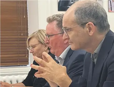  ?? TOM PULLAR-STRECKER/STUFF ?? Adrian Orr, centre, gives evidence to the finance and expenditur­e select committee yesterday.