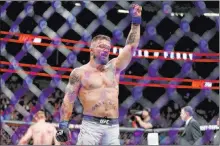  ?? Erik Verduzco Las Vegas Review-journal @Erik_verduzco ?? Welterweig­ht Mike Perry after a 2018 victory over Paul Felder in UFC 226 at T-mobile Arena. Perry faces Mickey Gall on Saturday.