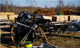  ?? ?? Destroyed buggies belonging to Jacob and Emma Gingerich, members of the close-knit conservati­ve Swartzentr­uber Amish community, who were killed along with two of their five children when the tornado hit Mayfield, Kentucky. Photograph: Cheney Orr/Reuters