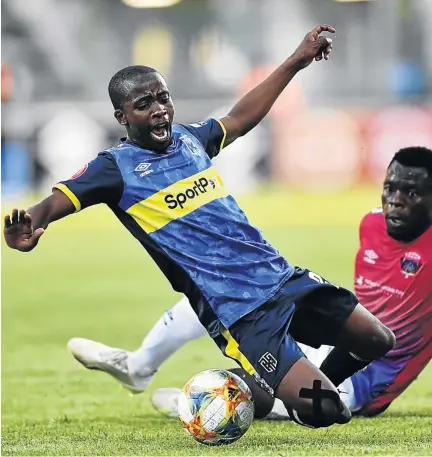  ?? / ASHLEY VLOTMAN/ GALLO IMAGES ?? Cape Town City’s Thabo Nodada, left, says a bit of arrogance will do struggling Citizens good when they face Bidvest Wits on Saturday.