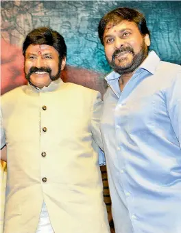  ??  ?? BROTHERS IN ARMS: Balakrishn­a (left) recently said that his one time rival Chiranjeev­i (right) is now his ‘close friend’