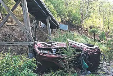  ??  ?? Walhalla Goldfield Railway has called for safety barriers on Walhalla Rd after a car plunged over the cliff on Friday night.