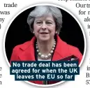  ??  ?? No trade deal has been agreed for when the UK leaves the EU so far