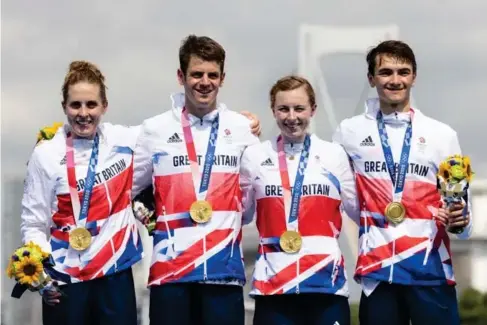  ??  ?? The British relayers finished 14 seconds ahead of the United States in second place (Getty)