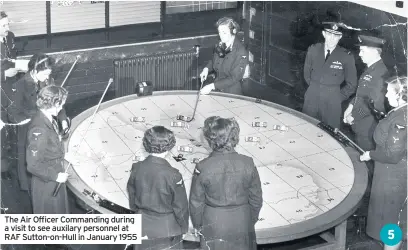  ??  ?? The Air Officer Commanding during a visit to see auxilary personnel at RAF Sutton-on-hull in January 1955