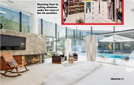  ??  ?? Stunning floor-to ceiling windows make the most of the LA sunshine.