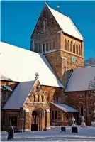  ?? ?? Updated from Norman to Early English style, St Lawrence’s in Castle Rising, Norfolk, has a saddleback tower.