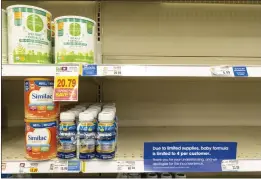  ?? MICHAEL CONROY — THE ASSOCIATED PRESS ?? Many parents are hunting for baby formula because of a combinatio­n of short- and long-term problems that has hit most of the biggest U.S. brands.