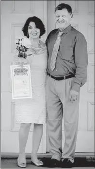  ??  ?? On May 17, Jerry Rhein and Roberta Sheppard Peterson exchanged their wedding vows at Kingdom Truth Builders in Little Rock. Two weeks earlier, “I told him, ‘I love you, and I know you love me, but if I’m not the woman you want to spend the rest of your...