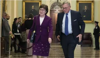  ?? AP FILE ?? SEE NO EVIL, HEAR NO EVIL: GOP senators, such as Susan Collins of Maine and Richard Burr of North Carolina, are balking at allowing witnesses and evidence in the impeachmen­t trial.