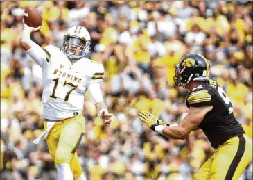  ?? MATTHEW HOLST / GETTY IMAGES ?? Josh Allen is part of a quartet of quarterbac­ks expected to be drafted in the top of the first round, along with USC’s Sam Darnold, Oklahoma’s Baker Mayfield and UCLA’s Josh Rosen.