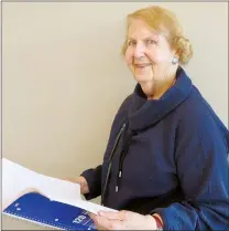  ?? NEWS PHOTO GILLIAN SLADE ?? Ruth Tidy, 86, glances up from her notes about growing up during the Second World War. She says the need to have women in the workforce while men were at war, changed society forever.