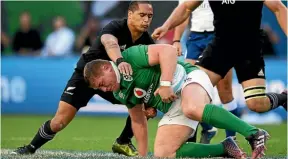  ??  ?? Clockwise from top, the All Blacks scrum must impose itself in next weekend’s rematch with the feisty Irish; Ireland’s physicalit­y was too much for New Zealand to handle in Chicago; and numbers at the breakdown will be important to cancel out Ireland’s...