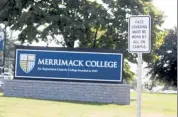  ?? NICOLAUS CZARNECKI / BOSTON HERALD ?? A small sign informs people that ‘Face covering must be worn by all on campus’ at Merrimack College in North Andover. The college has switched to remote learning for this week after having 76 coronaviru­s cases on campus.