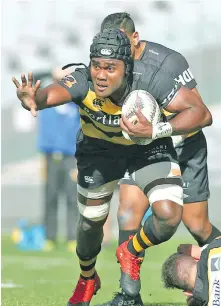  ?? Photo: Zimbio ?? Pita Gus Sowakula in action for Taranaki during the round four Mitre 10- Cup match between Auckland and Taranaki at Eden Park on September 9, 2017 in Auckland, New Zealand.