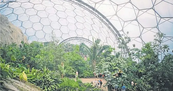  ??  ?? Eden Project. La cúpula geodésica más grande de la actualidad está en un botánico inglés y mide 50 metros de alto. Para una ciudad se necesitarí­a una de 400 metros de altura.