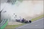  ?? AP ?? ■ Toro Rosso driver Alexander Albon crashed during the third and final practice session. The 23-year-old Thai-Briton, in his first season in F1, escaped unhurt but missed the qualifying.