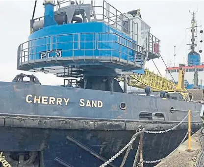  ??  ?? Dredger master Brian Smith was crushed to death after he missed the quay as he tried to step ashore from the Cherry Sand during a self-mooring operation.