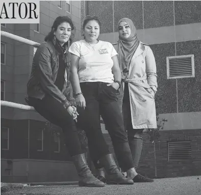  ?? DARREN CALABRESE / THE CANADIAN PRESS ?? Rebecca Thomas, Kati George-Jim and Masuma Khan are at the forefront of Halifax’s social justice movement. Young women are now starting to “punch through power structures” once reserved for white men, says Thomas.