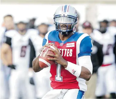 ?? JOHN KENNEY/ THE GAZETTE ?? With the retirement of Anthony Calvillo, all eyes will be set on his replacemen­t, Troy Smith, as the Alouettes’ quarterbac­k.