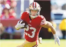  ?? JOSIE LEPE / ASSOCIATED PRESS ?? San Francisco 49ers running back Christian McCaffrey is a finalist for The Associated Press 2023 NFL Most Valuable Player and Offensive Player of the Year awards. The winners will be announced at NFL Honors on Feb. 8.