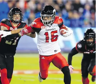  ?? VAUGHN RIDLEY/GETTY IMAGES ?? Marquay McDaniel and the Stampeders figure they’ll get motivation from seeing the Grey Cup in the house when they open their season against the Redblacks in Ottawa on Friday night.