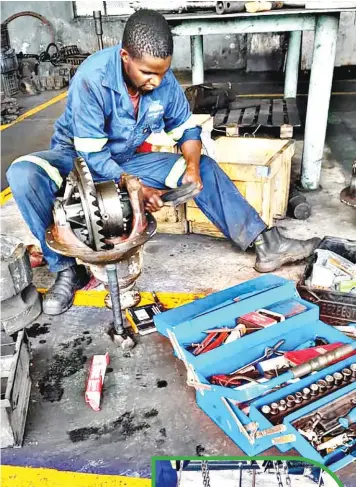  ?? ?? ▲ Vuyo Ndzabandza­ba successful­ly completed his skills journey in 2023 and he is now fully employed as a Mechanical Engineer by Maloma mine.