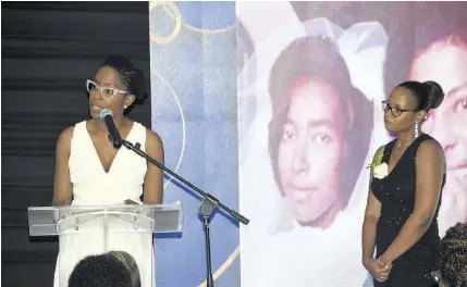  ?? ?? Lifetime director of The Lupus Foundation, Dr Taneisha Mcghie imploring guests to donate to the Lupus Foundation of Jamaica while Dr Melissa Arthurs looks on at the ACPJ Award Banquet on Friday at the Spanish Court Hotel.
evening’s event,” she said.
“The organisati­on also serves by promoting awareness through public education campaigns such as Lupus Awareness Month, feature articles, community events, and contacts. Informatio­n programmes include the learning