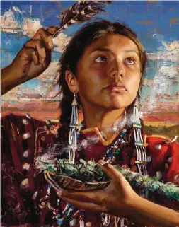  ??  ?? Jeremy Winborg, Prayers to the Great Spirit, oil, 14 x 11"