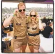  ??  ?? Banshee Wines & Winelands vendors Steve Graff and sister Catherine Ziegler in ranger outfits.