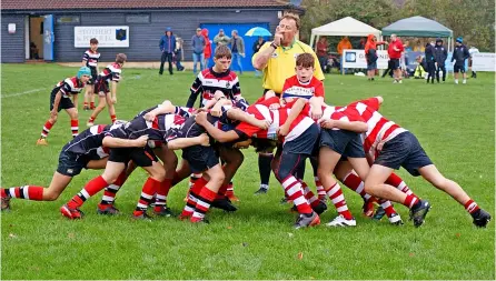  ?? ?? Corsham RFC under-13s took part in the Bath Cluster Festival at Stothert & Pitt on Sunday, facing Frome, Marlboroug­h and Dorchester