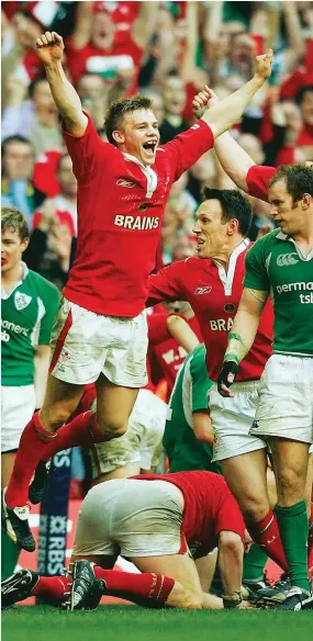  ?? PICTURE: Getty Images ?? Done it! Welsh scrum-half Dwayne Peel celebrates at the final whistle as Wales win the Grand Slam in 2005