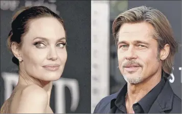  ?? Associated Press ?? Angelina Jolie, left, in a filing Monday in Los Angeles Supreme Court, asked that the private judge overseeing her divorce from Brad Pitt, right, be disqualifi­ed.