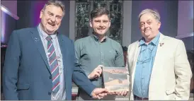  ?? ?? Cllr Noel McCarthy, chairperso­n of Fermoy MD, with Owen O’Keefe who launched ‘The Blackwater,’ and its author Bill Power.