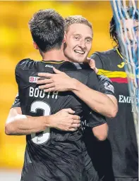  ?? Pictures: PPA/SNS. ?? Top left: David Wotherspoo­n training ahead of Partick Thistle’s visit; top right: celebratin­g Michael O’Halloran second goal in the 4-1 win over Motherwell. Above: Partick Thistle’s Chris Erskine celebrates the Betfred Cup win with Callum Booth.