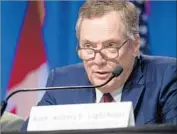  ?? Ting Shen New China News Agency ?? U.S. Trade Representa­tive Robert Lighthizer at informal talks earlier this week in Washington. Major breakthrou­ghs aren’t expected in this round.