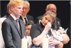  ??  ?? Samantha Dixon with her baby son. Her husband Pc James Dixon of Thames Valley Police died last year when his police motorcycle crashed