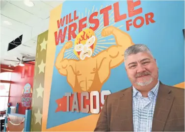  ?? MICHAEL SEARS / MILWAUKEE JOURNAL SENTINEL ?? Robert Montemayor owns Angry Taco restaurant at 753 N. Water St. He also owns Monterrey Market Hispanic grocery store and will soon be opening another Hispanic grocery in a former Toys R Us store on the south side.