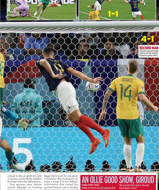  ?? ?? 4-1 RECORD MAN Giroud scores to join Henry at the top of France’s goal chart