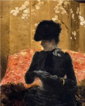  ??  ?? Gran dama Giuseppe De Nittis Signora sul divano rosso, 1876, collezione privata