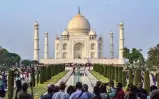  ?? — PTI ?? A view of Taj Mahal in Agra on Monday. According to the Archaeolog­ical Survey of India’s chief archaeolog­ist, now, domestic visitors will have to pay ` 250 and foreign visitors ` 1,300 to see the main mausoleum at the 17th- century monument.