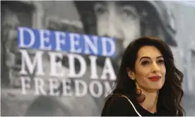  ?? Photograph: David Vincent/AP ?? Internatio­nal human rights lawyer Amal Clooney said the latest arrest of Rappler’s Maria Ressa was part of the Philippine­s government’s ‘increasing­ly transparen­t campaign to silence her’.