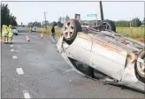  ??  ?? ROAD BLOCK: State Highway 1 at Awanui was closed on Wednesday afternoon by a single-car crash.