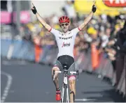  ?? AFP ?? Bauke Mollema crosses the line to win the 15th stage.