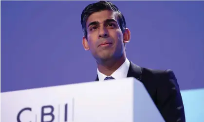  ?? Photograph: Phil Noble/Reuters ?? ‘Rishi Sunak was obliged to spend much of his visit to the CBI conference in Birmingham denying suggestion­s that the government was hoping to pivot to a closer Swiss-style relationsh­ip with the European Union.’