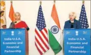  ?? PTI ?? Union finance minister Nirmala Sitharaman and US Treasury Secretary Dr Janet Yellen in New Delhi on Friday.