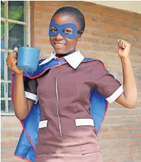  ?? ?? Caped crusader Upile is a Mary’s Meals superhero