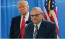  ?? Photograph: Brian Snyder/Reuters ?? Donald Trump, then a presidenti­al candidate, listens as the then sheriff Joe Arpaio speaks to reporters before a campaign rally in Marshallto­wn, Iowa, in January 2016.